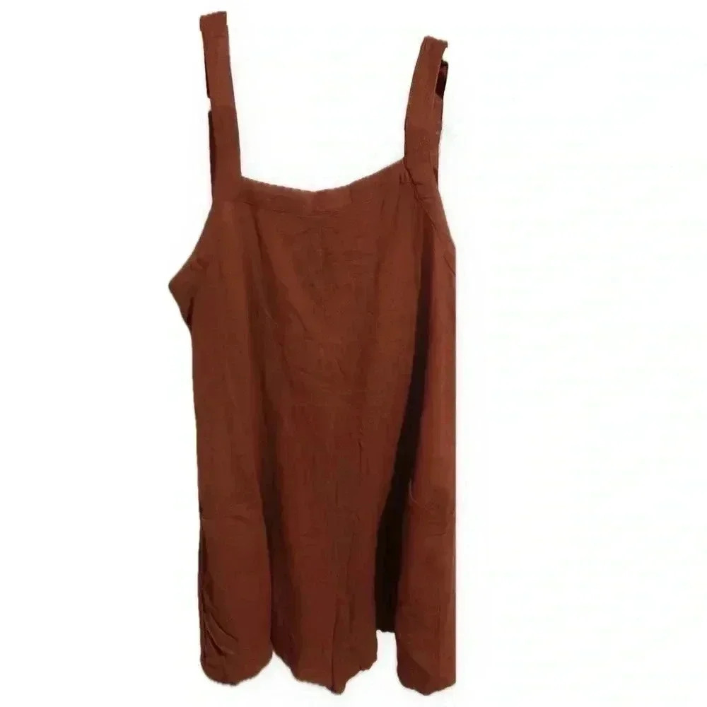 ABOUND Burnt Orange linen sleeveless shorts romper -tie in back - Size Small - Picture 2 of 7